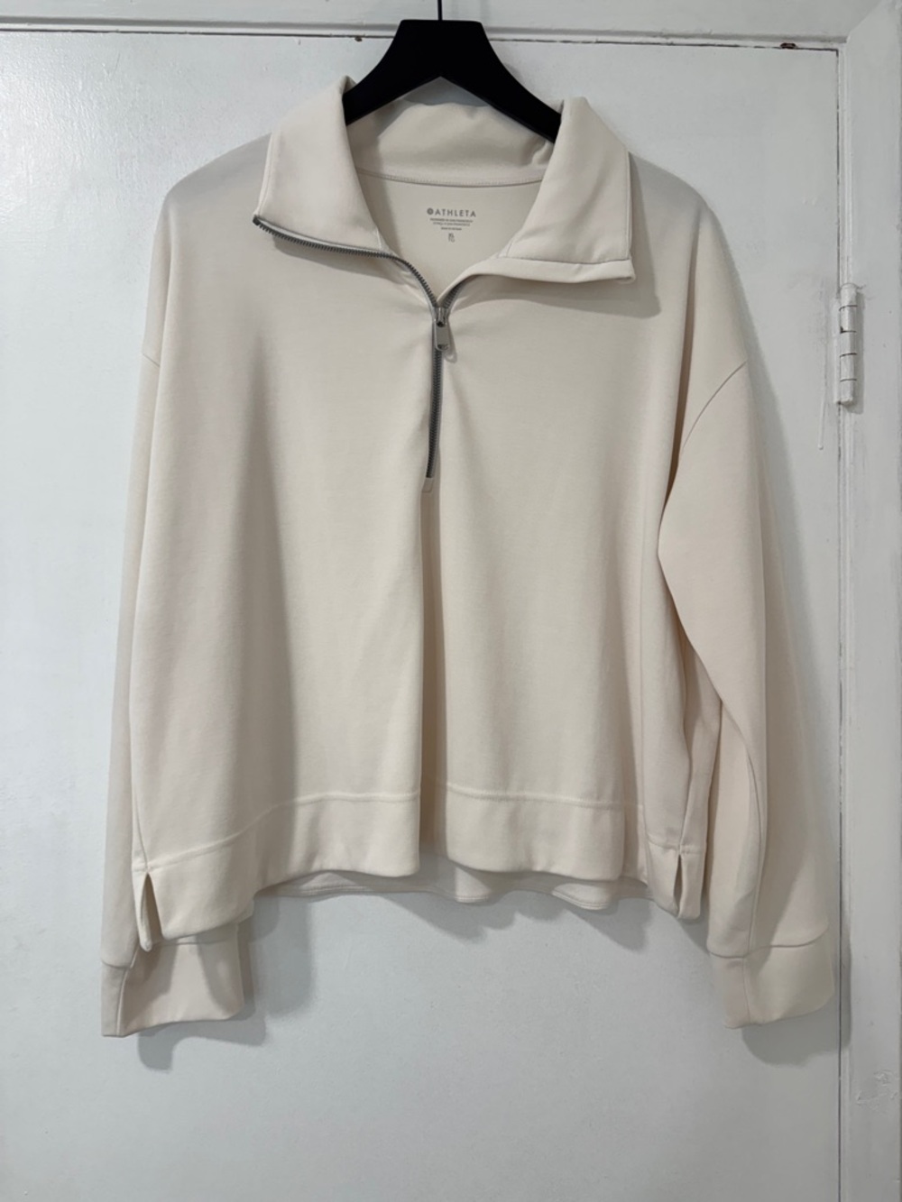Athleta Ivory Half-Zip Pullover